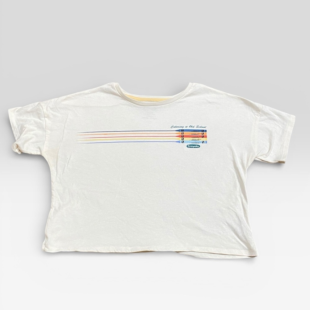Cream Girls Crop Top With Crayola Graphic Design